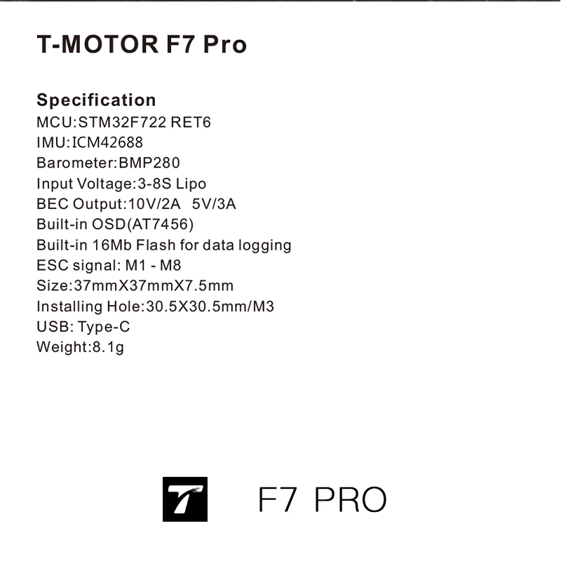 Controlador de Vuelo F7 PRO T- - T-Motor F7 Pro Flight Controller reseña y precio