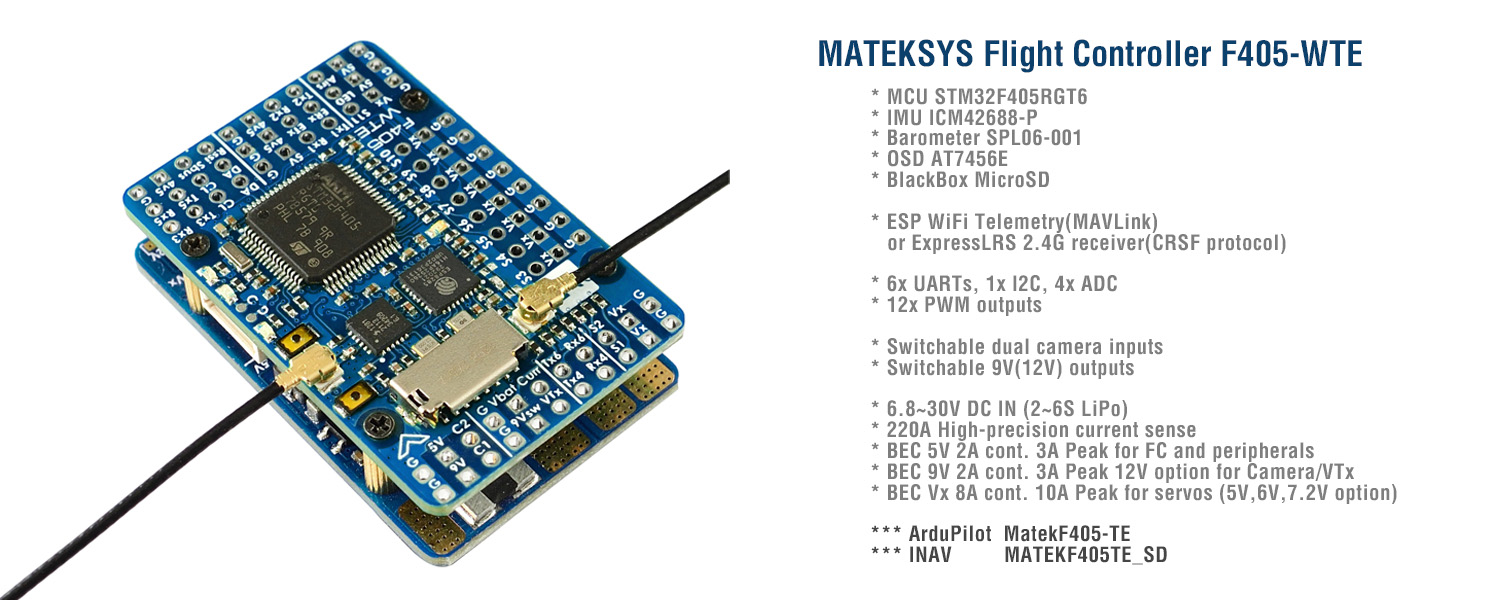 Controlador de vuelo Matek Mat - Mateksys Flight Controller F405 Wte reseña y precio